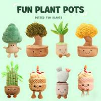 EZBABY Desain Baru Boneka Bunga Matahari Tersenyum Berbulu Panjang, Pot Bunga Dekorasi Rumah, Mainan Tanaman Lucu dan Menyenangkan, Super Lembut dari Kapas PP