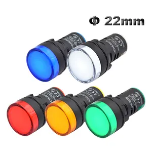 AD16-22DS Panel Mount 22mm Equipment LED Indicator Pilot Light Warning Signal Lamp Red Green Blue Yellow White 12V 24V 110V 220V