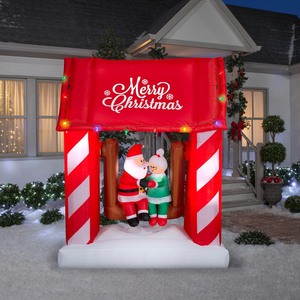 Gonfiabili Natalizi Economici 7FT, Babbo Natale e Signora Claus Animati su Altalena con Luci LED Integrate - Product Image 2