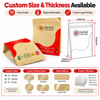 Sachets personnalisés en kraft avec fenêtre transparente et fermeture éclair refermable pour emballage alimentaire de biscuits, noix et snacks