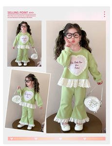 Set di pizzo con cuore all'ingrosso della fabbrica 2025 stile autunno primavera felpa a maniche lunghe Casual a due pezzi Set alla moda - Product Image 2