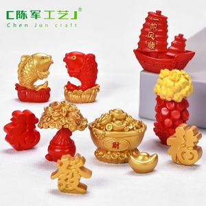 Adornos pequeños de resina para micropaisajes, con motivos de <span class=keywords><strong>vela</strong></span> y viento, fuegos artificiales suaves, tesoros de la fortuna de Año Nuevo, caracteres rojos, dorados - Product Image 3