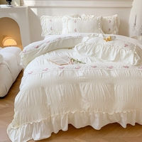 Ensemble de draps de lit 4 pièces en lin brossé épaissi doux pour la peau, taille Queen et King, literie confortable