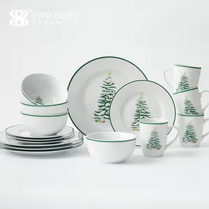 Set regalo promozionale all'ingrosso Set di piatti per la cena di natale Set Set di stoviglie per le vacanze piatto con tazza