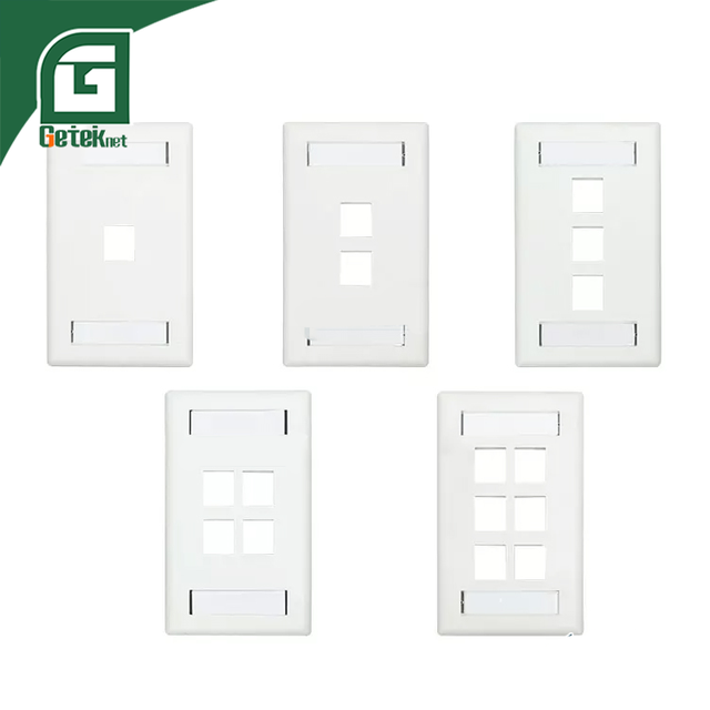 GETEKnet OEM ODM White Telecom Parts Adapter Face Plate Rj 45 Rj45 Cat6a Keystone Jack Wall Plate with 1 2 3 4 6 Ports