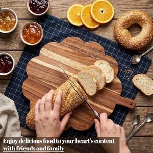 Planche à découper <span class=keywords><strong>en</strong></span> <span class=keywords><strong>bois</strong></span> d'acacia avec poignée pour un usage domestique, plateau à fromage et à aliments cuisinés, plateau à fleurs créatif et portable - Product Image 5