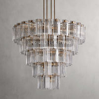 Lustre rond en verre transparent de 60 pouces pour salon, restaurant, duplex, longue escalier, villa, moderne, 5 étages, luxe, grand lustre pour hall