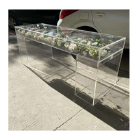 Location d'accessoires pour événements de mariage, mobilier de réception, table à gâteau transparente, table fantôme, table à fleurs en acrylique à vendre