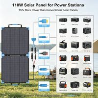 Panneau solaire pliable 100W, étanche IP68, chargeur solaire ETFE 23,5%, 2 supports pour station d'alimentation Anker Solix Jackery Bluetti