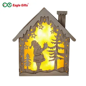 Eaglegifts 25*30CM 새 집 모양 나무 레이저 컷 조각 홈 장식 크리스마스 선물
