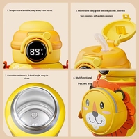 Bouteille d'eau isotherme intelligente personnalisable pour enfants, avec double paille, motif dessin animé, 500 ml, en acier inoxydable 316, 6-12h, vente en gros