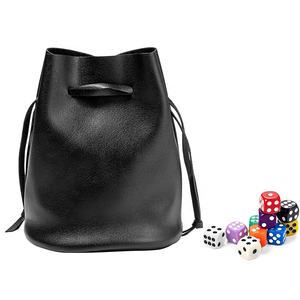 Sac à bijoux noir à cordon personnalisable, grande capacité, en cuir vegan PU souple, sac à dés pour le rangement des dés - Product Image 2