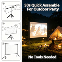 Écran de projection extérieur en tissu soie de lait pour cinéma en plein air, double support, format 16:9, pliage rapide