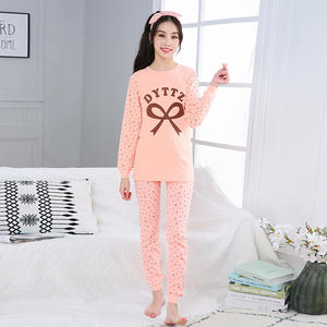 बड़े आकार की लंबी आस्तीन एंटी-स्टैटिक बुना हुआ लड़कियों के किशोर कार्टून स्लीववियर पाजामा सेट - Product Image 2