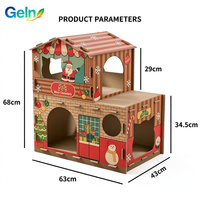 Villa de luxe personnalisée à 2 étages en carton ondulé pour chat, avec plateforme à gratter, pour chats d'intérieur et chatons, pour dormir