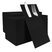 Serviettes de table jetables absorbantes au toucher lin naturel pour les fêtes avec poche de couverts intégrés serviettes en papier airlaid