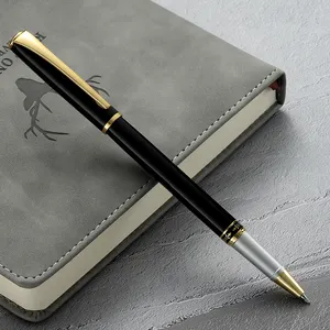 전문 펜 공급 얇은 호텔 금속 펜 홀더 클립 금속 펜 블랙 사용자 정의 로고 레이저 조각