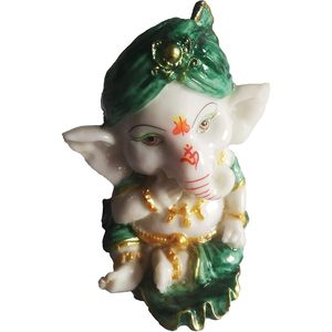 PARIJAT HANDICRAFT's Traditional Indian Ganpati Statue Blessing Colored Lord Ganesha Sculpture for <b>Home</b> <b>Temple</b> Puja Resin - Product Image 1
