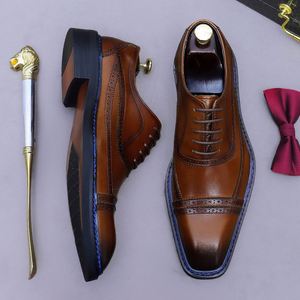 Último Modelo 2025, Zapatos Casuales de Moda para Hombre, Hechos a Mano con Cuero Genuino, Diseño Cuadrado, Otoñales, Impermeables y Antideslizantes - Product Image 6