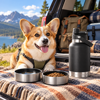 Nouvelle bouteille d'eau Everich ODM 3-en-1 pour animaux et humains, avec bol séparé et couvercle double usage avec poignée pour la randonnée et les activités de plein air