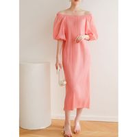 Robe plissée haut de gamme en polyester, mi-longue, à manches princesse, style pastoral, ample et décontractée, nouvelle collection été 2026, qualité supérieure