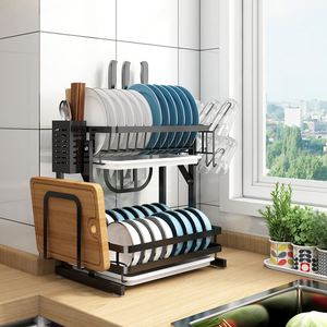 Stainless Steel 2-Layer Kitchen <b>Racks</b> Shelf Storage Foldable Shelf <b>Rack</b> <b>Plate</b> Bowl Dish <b>Rack</b> - Product Image 4