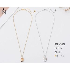 Collana con Ciondolo a V in Acciaio Inossidabile Oro e Argento con Cristalli e Strass, Gioielli di Moda per Donne - Product Image 1