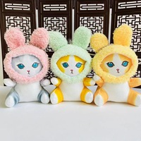 Portachiavi Peluche 3D a Forma di Gatto in Cotone PP Morbido, Portamonete, Regalo per Bambini, 10cm con Stampa Serigrafica