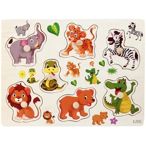 Wooden board puzzle toys children cartoon animal wood jigsaw kids baby early education learning cognitive grabbing puzzle board