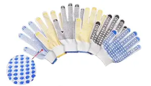 Sarung tangan kerja katun bertitik PVC, sarung tangan industri konstruksi Titik PVC alami