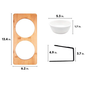 Mangkuk Makan Hewan Peliharaan Portable Ramah Lingkungan Harga Terjangkau dengan Alas Keramik dan Bambu - Product Image 2
