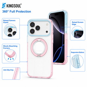 เคสโทรศัพท์กันกระแทกกันน้ำแบบแม่เหล็ก TPU+PC+TPE ระดับพรีเมียม สำหรับ 17 18 Pro Max พร้อมขาตั้งโลหะ 360 องศา รองรับการชาร์จไร้สาย - Product Image 2