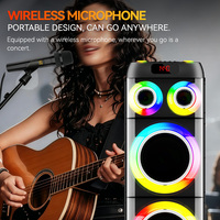 Altavoz SING-E JQS-9831 RGB LED DJ Party Blue T con Micrófono Inalámbrico de 300W PMPO para Karaoke en Casa, Uso en Exteriores, Computadora y Teléfono Móvil