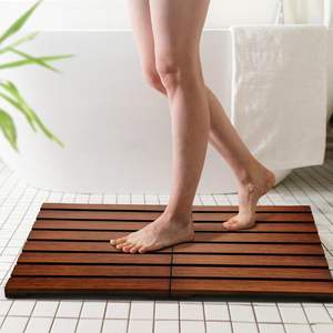 Douche en bois pliable en teck Bain en teck pour salle <span class=keywords><strong>de</strong></span> bain, baignoire, <span class=keywords><strong>spa</strong></span>, sauna, piscine, <span class=keywords><strong>tapis</strong></span> <span class=keywords><strong>de</strong></span> <span class=keywords><strong>sol</strong></span> en bois résistant à l'eau pour intérieur et extérieur - Product Image 1