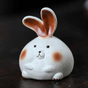 Figurine de lapin en argile violette de Yixing, petit lapin en céramique, accessoire de thé, ornement - Product Image 3