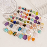 Pendentifs Breloques en Quartz Cristal Naturel Brut et Facetté, Breloques en Pierre Naturelle en Acier Inoxydable pour la Fabrication de Bijoux