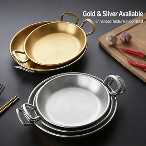 Assiette à collation créative de style américain en acier inoxydable avec poignée, petit plat doré épaissi pour chips et fruits secs - Product Image 3