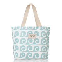Tas Pantai Motif Ombak Tahan Air untuk Musim Panas, Tas Pantai Custom, Tas Selempang Besar untuk Liburan, Belanja, dan Menyimpan Popok untuk Wanita