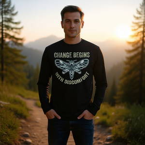 El cambio comienza con la incomodidad, camiseta de manga larga con cita motivacional - Product Image 3