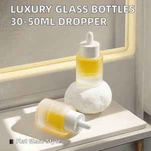 Luxury 30ml 40ml <b>50ml</b> Flat Shoulder Cylinder <b>Glass</b> <b>Bottles</b> Frost Essential Oil Eye Cream Skin Care Serum Dropper/ - Product Image 2