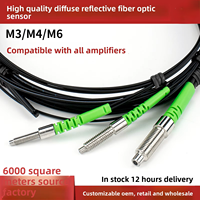 Sensor Probe Serat Optik Refleksi Difus Buatan China 1m, Bersertifikasi IP65 CE, Jarak Deteksi 0-80mm, Sudah Terkabel 24V