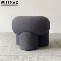 Meubles 75 cm en laine d'agneau doux et pelucheux, tabouret de salon nordique, en peluche