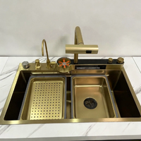 Évier de cuisine moderne en acier inoxydable 304, fait main, design nano, grand bac unique avec robinet pour laver les légumes