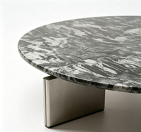Table basse ronde en marbre naturel vert de luxe, meubles modernes pour salon avec pieds en acier inoxydable
