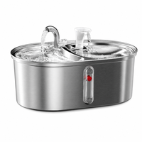 Fontaine à eau pour animaux de compagnie en acier inoxydable 304 WF290 3,2 L Distributeur d'eau automatique double face pour chat et chien avec flotteur de niveau d'eau et pompe silencieuse