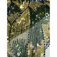 Tissu en dentelle verte brodé de perles et de paillettes, maille tissée, 5 yards, pour mariage et textile de maison, polyester/coton uni