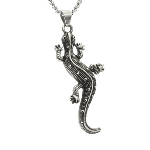 Collar con colgante de lagarto de acero inoxidable, unisex, con forma de animal, joyería de regalo - Product Image 1