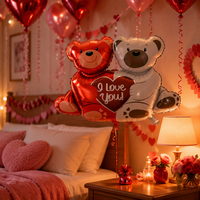 Ballon en Mylar BLN Saint-Valentin « Je t'aime » en forme de cœur, motif ours couple dessin animé s'embrassant, pour demande en mariage romantique, cadeau d'anniversaire, décoration