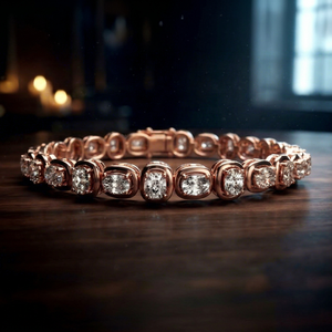 Bracelet en or jaune avec diamants ronds taille brillant certifiés – Bijou classique pour femme, idéal au quotidien, pour mariage ou anniversaire - Product Image 1