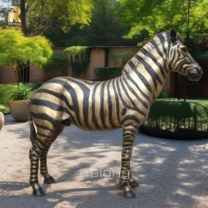 Металлическая скульптура животных в натуральную величину, латунная бронзовая садовая статуя зебры для продажи - Product Image 5